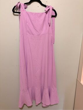 Tie-Shoulder Lavender Midi Dress